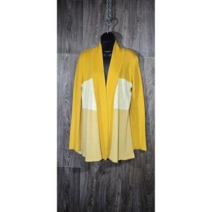 ModCloth Womens Cardigan Open Front Color Block Yellow White XL‎ Extra Large